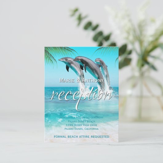 SPIELFÄLTIGE DOLPHINS TROPICAL OCEAN Empfang Card Einladung (Stehend Vorderseite)