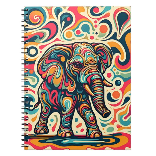 Spielgeist-Elefant – Abstrakte Farbwirbel-Kunst Notizblock (Vorderseite)