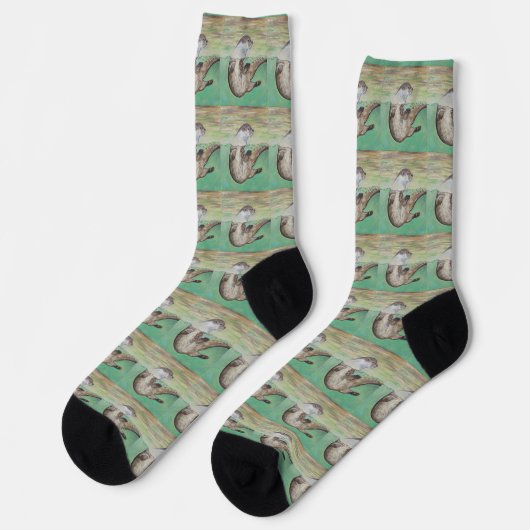 Spielgemälde eines Flussotters Socken (Linkes Detail)