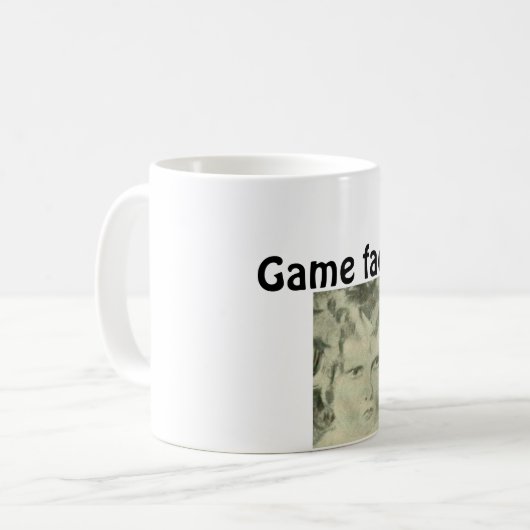 Spielgesicht auf Zitat-Kaffee-Tasse Kaffeetasse (Vorderseite Links)