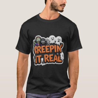 Spielgrafisches Halloween-Motiv mit Zombie-Geister T-Shirt