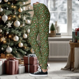 Spielgrünes Festliches Lebkuchenbonbon-Muster Leggings