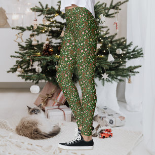Spielgrünes Festliches Lebkuchenbonbon-Muster Leggings