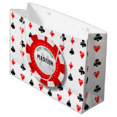 Spielkarte-Anzüge mit mit Monogramm Poker-Chip Große Geschenktüte (Vorderseite Schrägansicht)
