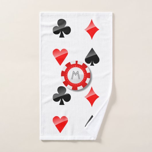Spielkarte-Anzüge und mit Monogramm Poker-Chips Badhandtuch Set (Handtuch)