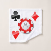 Spielkarte-Anzüge und mit Monogramm Poker-Chips Badhandtuch Set (Waschlappen)