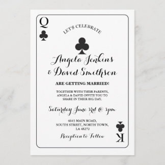 Spielkarte-As-Schwarzes Hochzeits-König-Queen Einladung