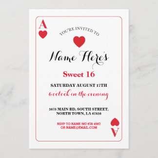 Spielkarte-Asvegas-Geburtstags-Party des Bonbon-16 Einladung