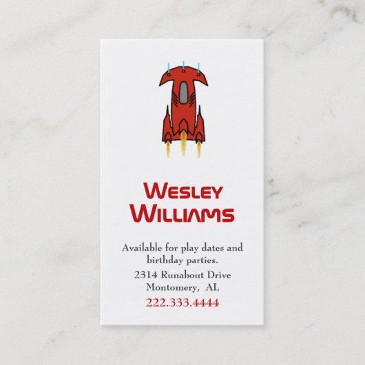 Spielkarte für das Red Space Ship Telefonnummerkarte (Vorderseite)