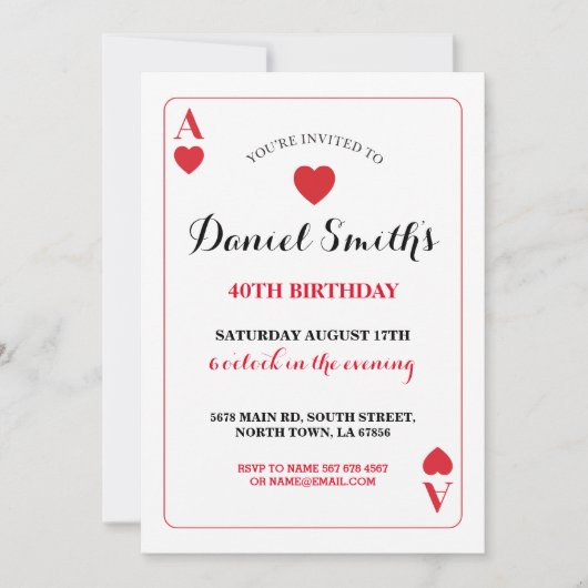 Spielkarte Geburtstag Ace Vegas laden jedes Alter  Einladung (Vorderseite)