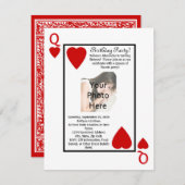 Spielkarte Queen Foto Geburtstagsparty Einladung (Vorne/Hinten)