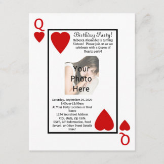 Spielkarte Queen Foto Geburtstagsparty Einladung