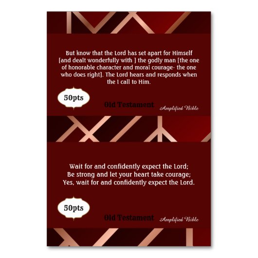 Spielkarte Tischnummer (Rückseite)