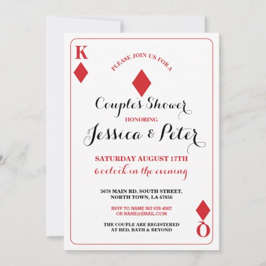 Spielkarte verbindet König Queen Las Vegas Einladung (Vorderseite)