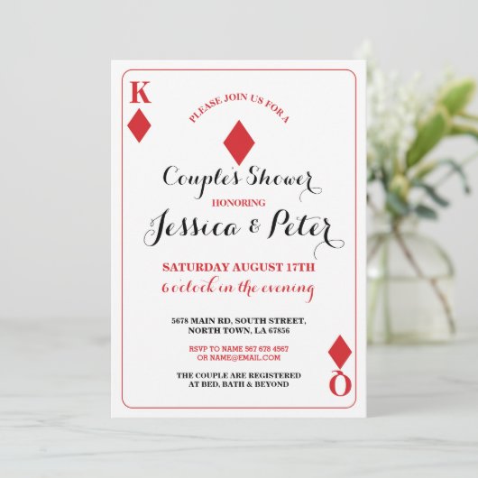 Spielkarte verbindet König Queen Las Vegas Einladung (Stehend Vorderseite)