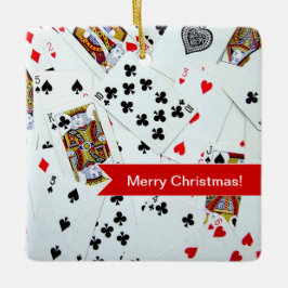 Spielkarte-Weihnachtsverzierung Keramikornament