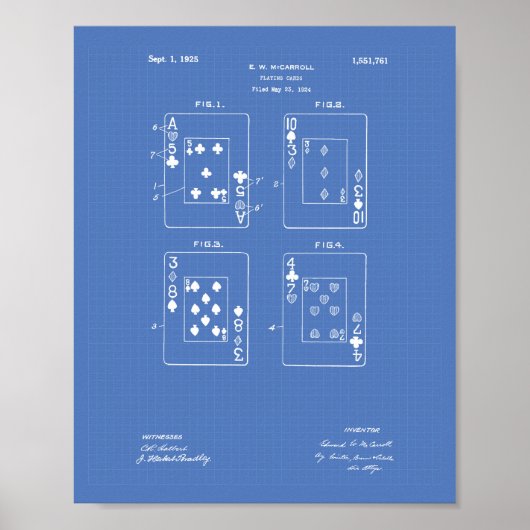 Spielkarten 1925 Patent Kunst Blaupause Poster (Vorne)