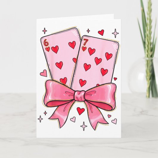 Spielkarten 6 7 Herz 67 Sechs Sieben Meme Bogen  Karte (Vorderseite)