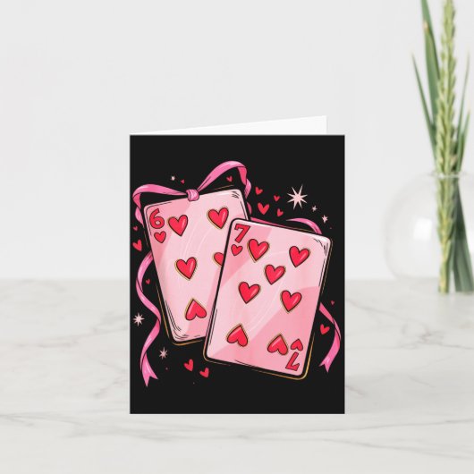 Spielkarten 6 7 Herz 67 Sechs Sieben Schleife Vale Karte (Vorderseite)