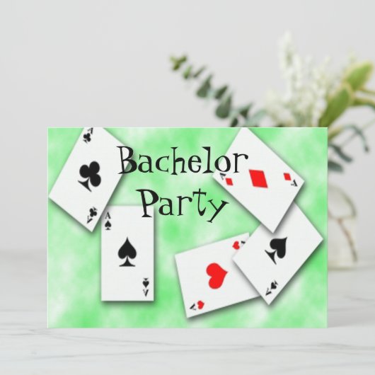 Spielkarten Bachelor Party Einladung (Stehend Vorderseite)