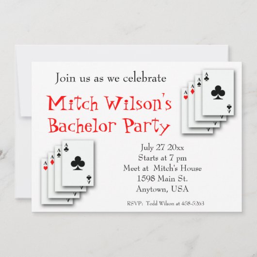 Spielkarten Bachelor Party Einladung (Rückseite)