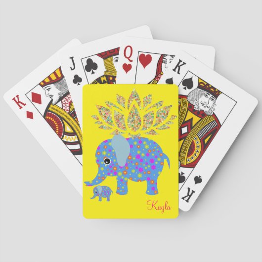 Spielkarten-Deck Bunter Elefant Gelb Spielkarten (Rückseite)