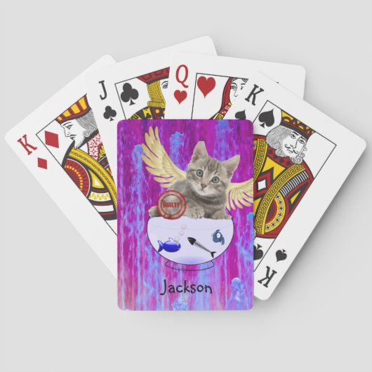 Spielkarten Deck Kätzchen Fisch Knochen Schuldig (Rückseite)