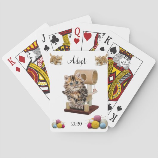 Spielkarten Deck Katzenbaum Garn Adoptieren (Rückseite)