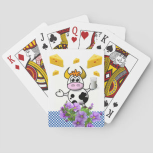 Spielkarten Deck Kuh Blau Kariert Floral