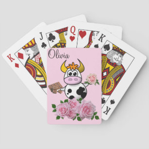 Spielkarten Deck Kuh Floral Rosa Rosen