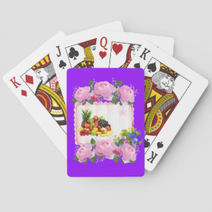 Spielkarten Deck Lila Rosa Rosen Obst
