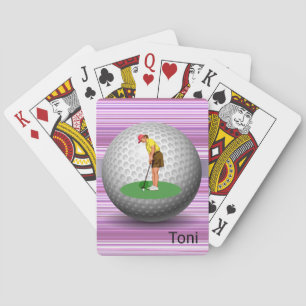 Spielkarten-Deck Lila Streifen Golfbälle Golfer Spielkarten