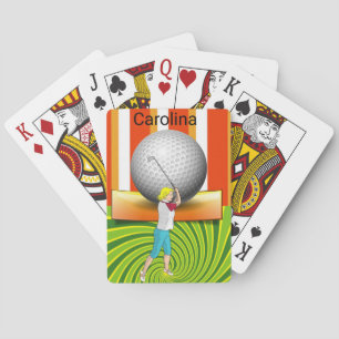Spielkarten Deck Orange Grüne Golfbälle Golfer