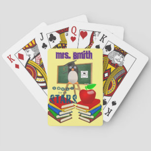 Spielkarten Deck Pinguin Schule Lehrer Bücher