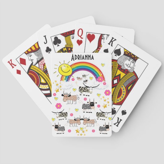 Spielkarten Deck Regenbogen Kühe Blumen Sonne (Rückseite)
