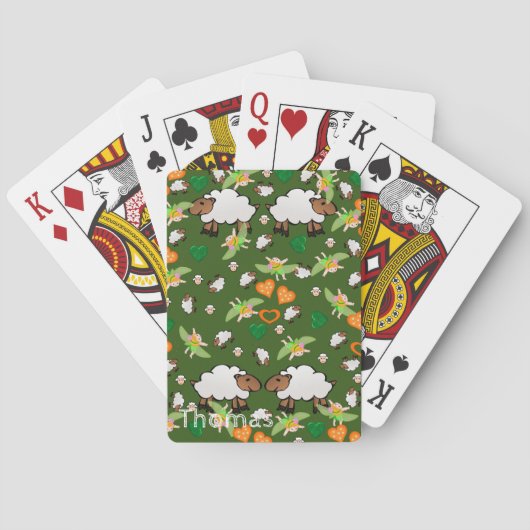 Spielkarten Deck Schaf Grüne Herzen (Rückseite)
