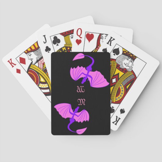 Spielkarten des lila Drachemonogramms (Rückseite)