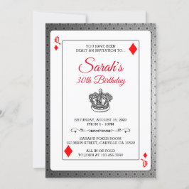 Spielkarten Königin von Diamanten zum Geburtstag e Einladung