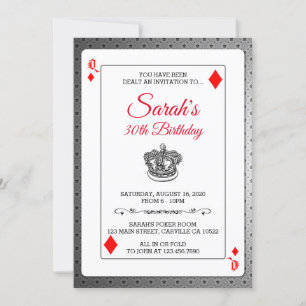 Spielkarten Königin von Diamanten zum Geburtstag e Einladung