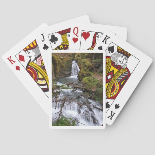 Spielkarten mit einem alaskischen Wasserfall (Rückseite)