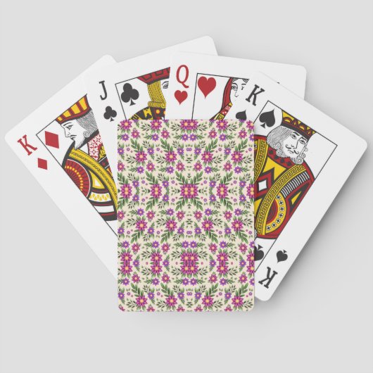 Spielkarten mit einem lebendigen Blumenmuster  (Rückseite)