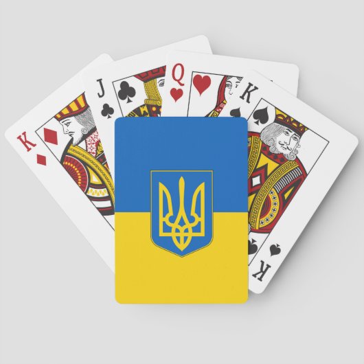 Spielkarten mit ukrainischem Dreizack-Wappen (Rückseite)