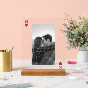Spielkarten-Paar-Foto Romantische Liebesherz-Gesch Acrylschild