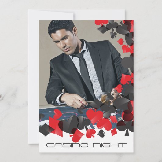 Spielkarten Symbole Foto Einladung (Vorderseite)