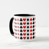 Spielkarten-Symbole in Rot und Schwarz Anzug Tasse (Vorderseite Links)