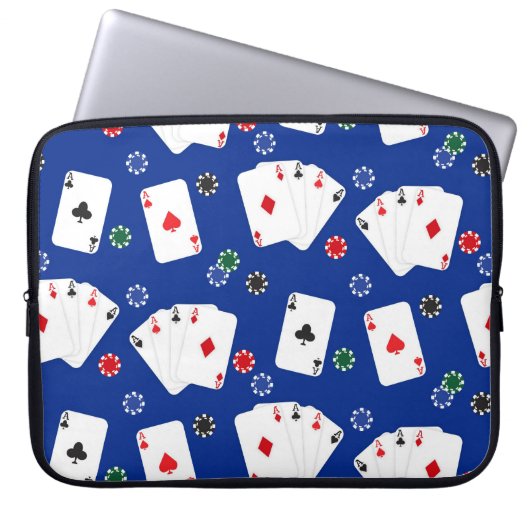 SPIELKARTEN UND CASINO-CHIPS LAPTOPSCHUTZHÜLLE (Vorderseite)
