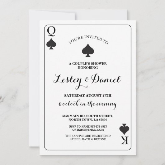 Spielkartenpaare Verlobung Ace Vegas Einladung (Vorderseite)