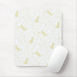 Spielkatze und Garnball-Muster Hellbeige Mousepad