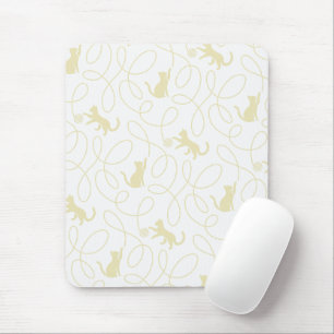 Spielkatze und Garnball-Muster Hellbeige Mousepad