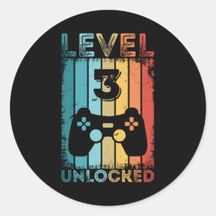 Spiellevel 3 freigeschaltet 3. Geburtstagsgeschenk Runder Aufkleber